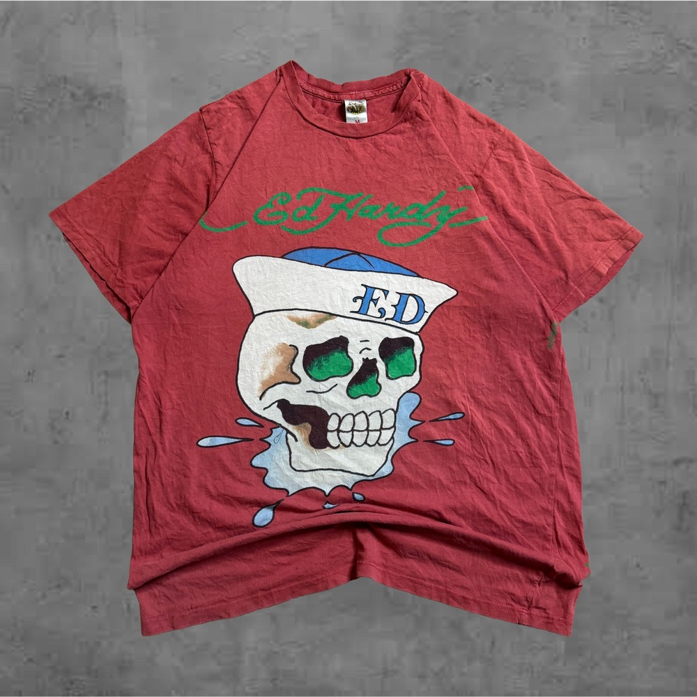 Ed Hardy Mens‎ Skull Sailor Graphic T Shirt Red Size Medium
